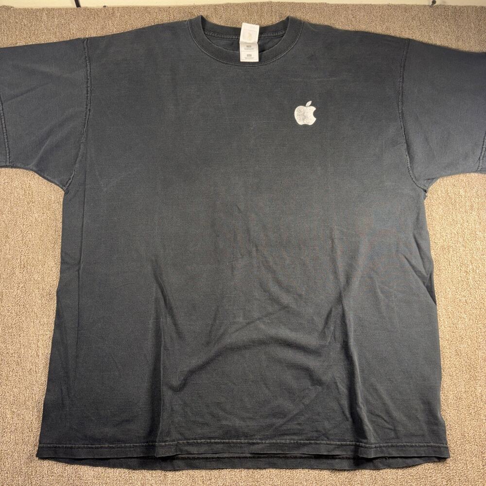 VTG 90s Apple Employee T-shirt Black White Logo 2XL